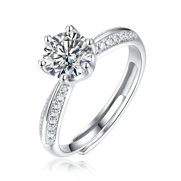 Wholesale Moissanite Ring S925 Silver Geometric Light Luxury Inlay Female Unisex