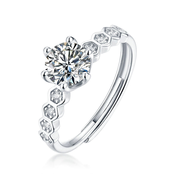 Wholesale Moissanite Ring S925 Silver Geometric Light Luxury Inlay Female Unisex