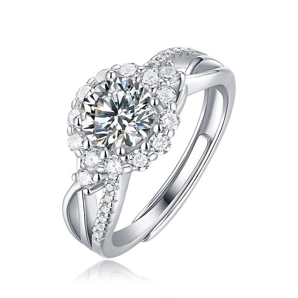 Wholesale Moissanite Ring S925 Silver Geometric Light Luxury Inlay Female Unisex
