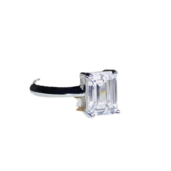 Wholesale Moissanite Ring 925 Silver Minimalist Geometric Emerald Cut For Women