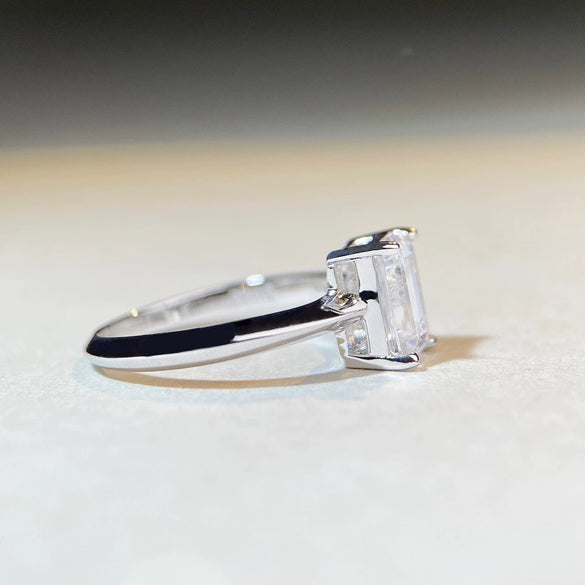 Wholesale Moissanite Ring 925 Silver Minimalist Geometric Emerald Cut For Women