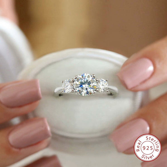 Wholesale Moissanite Ring 925 Sterling Silver Geometric Fashion Electroplated For Women