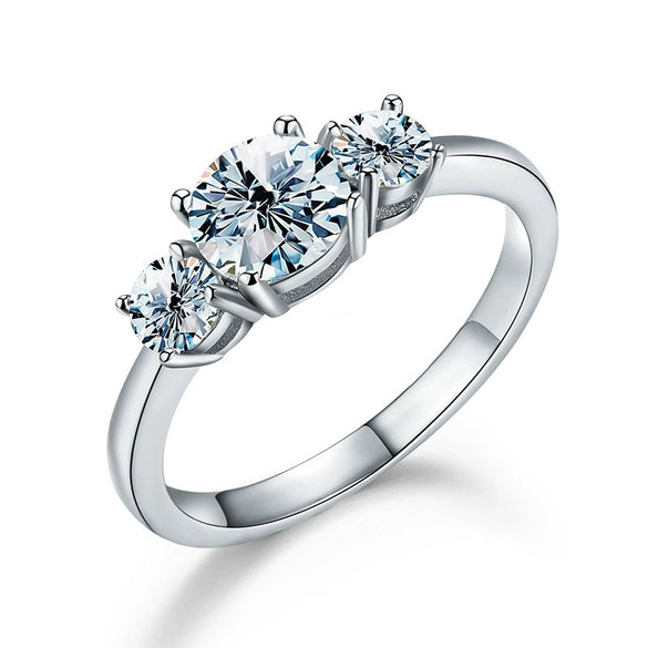 Wholesale Moissanite Ring 925 Sterling Silver Geometric Fashion Electroplated For Women