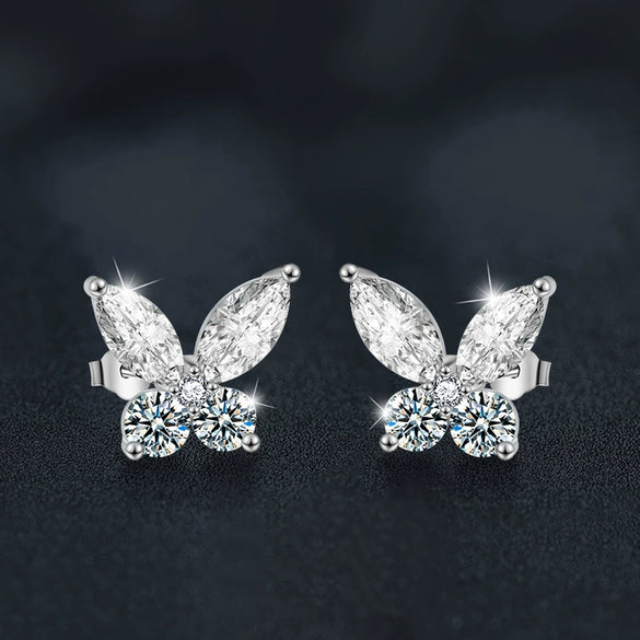 Wholesale Moissanite S925 Sterling Silver Animal Butterfly Simple Style Women's Earrings