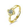 Wholesale Moissanite S925 Sterling Silver Four Leaf Clover And Letter Shape Light Luxury Design Diamond Processing Adjustable Ring For Women