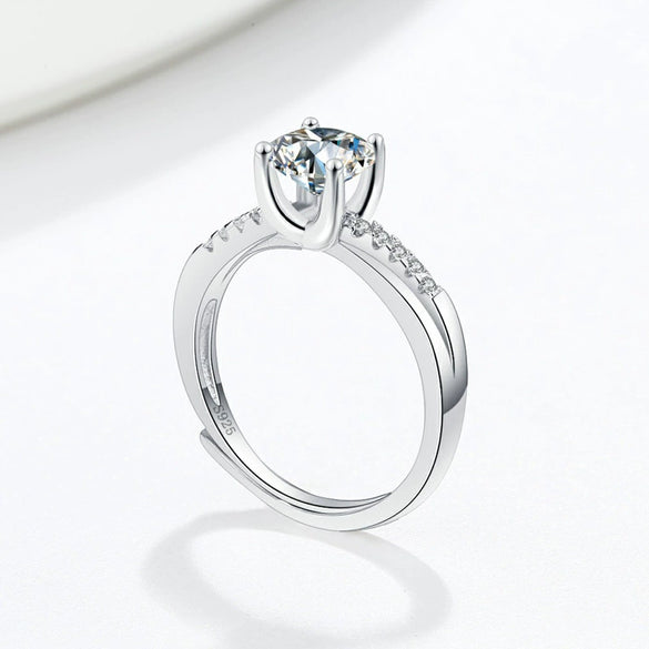 Wholesale Moissanite S925 Sterling Silver Ring Geometric Electroplated For Women