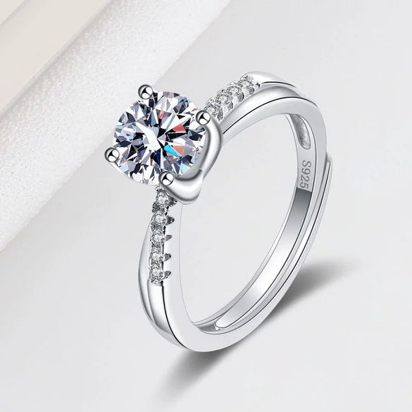 Wholesale Moissanite S925 Sterling Silver Ring Geometric Electroplated For Women