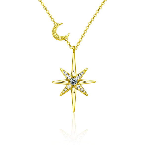 Wholesale Moissanite S925 Sterling Silver Star Pendant Necklace Set With Diamonds Simple Design