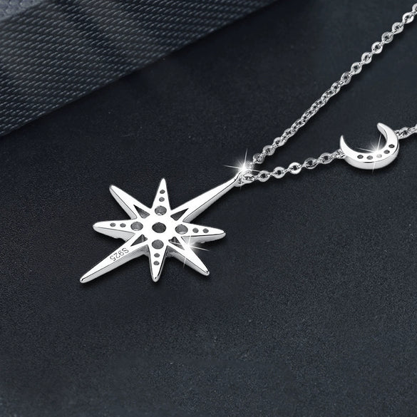 Wholesale Moissanite S925 Sterling Silver Star Pendant Necklace Set With Diamonds Simple Design
