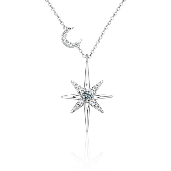 Wholesale Moissanite S925 Sterling Silver Star Pendant Necklace Set With Diamonds Simple Design