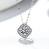 Wholesale Moissanite 925 Silver Classic Square Pendant Necklace Electroplated Geometric Style