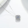 Wholesale Moissanite 925 Silver Classic Square Pendant Necklace Electroplated Geometric Style