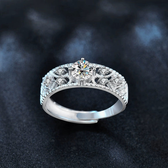 Wholesale Moissanite 925 Silver Geometric Open Adjustable Ladies Ring Set With Diamonds
