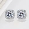 Wholesale Moissanite Square 925 Silver Stud Earrings Geometric Style Electroplated Women's Jewelry