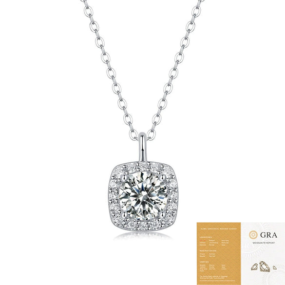 Wholesale Moissanite Sterling Silver 925 Geometric Sweet Style Inlay Necklace For Women