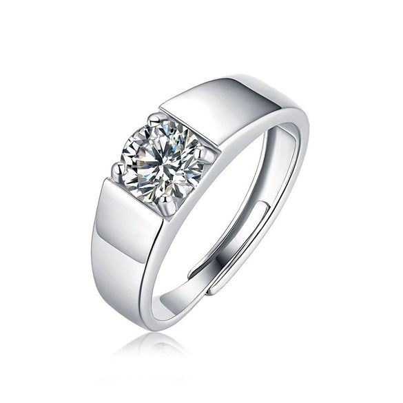 Wholesale Moissanite 925 Sterling Silver Open Couple Ring Minimalist Geometric Style Electroplated
