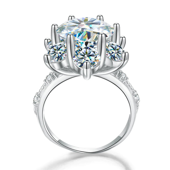 Wholesale Moissanite Sunflower Classic Sixclaw Wedding Ring For Women In S925 Sterling Silver With Geometric Pattern And Electroplating