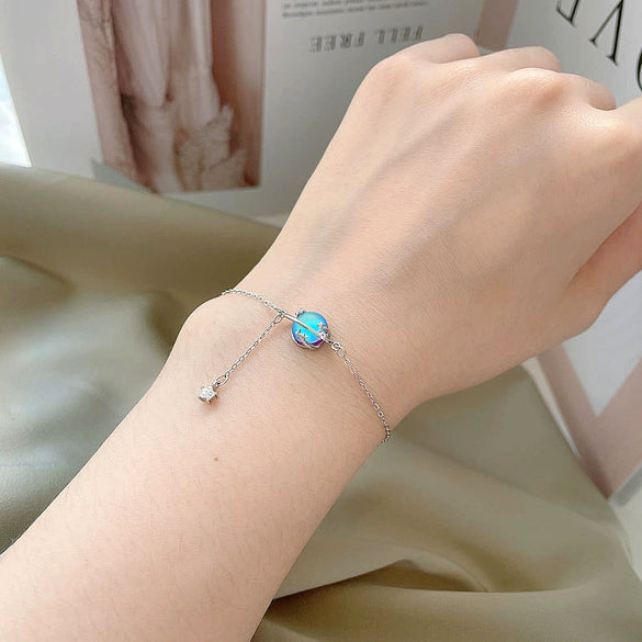 Wholesale Moonstone Planet Bracelet 925 Sterling Silver Natural Insect Pattern With Precious Stones For Girls