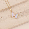 Wholesale Multi Color Gradient Butterfly Pendant Stainless Steel And Copper Necklace With Electroplating Design