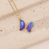 Wholesale Multi Color Gradient Butterfly Pendant Stainless Steel And Copper Necklace With Electroplating Design