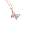 Wholesale Multi Color Gradient Butterfly Pendant Stainless Steel And Copper Necklace With Electroplating Design