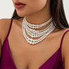 Wholesale Multi Layer Imitation Pearl Women's Necklace Geometric Baroque Style Ball Chain Jewelry Choker