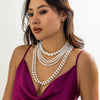 Wholesale Multi Layer Imitation Pearl Women's Necklace Geometric Baroque Style Ball Chain Jewelry Choker