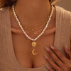 Wholesale Multi Layer Stacked Baroque Pearl Style Stainless Steel Clavicle Chain With Geometric Pattern And Electroplating For Women