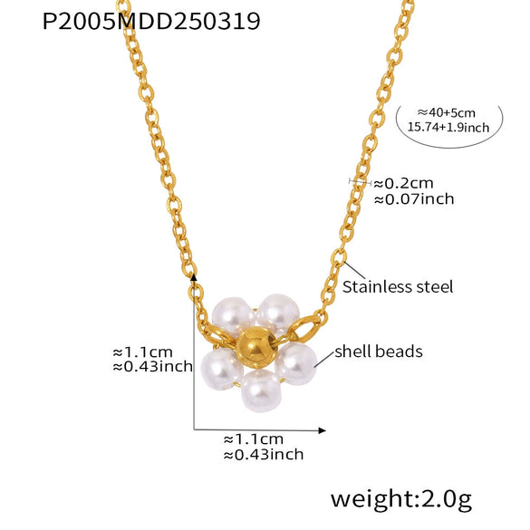 Wholesale Multi Layer Tassel Shell Bead Necklace In Light Luxury Elegant Style Stainless Steel Plated With Geometric Design