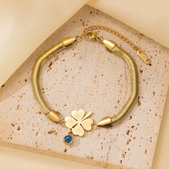 Wholesale Multi Layer Women's Retro Simple Fashion Metal Bracelet Set Titanium Steel Geometric Electroplated