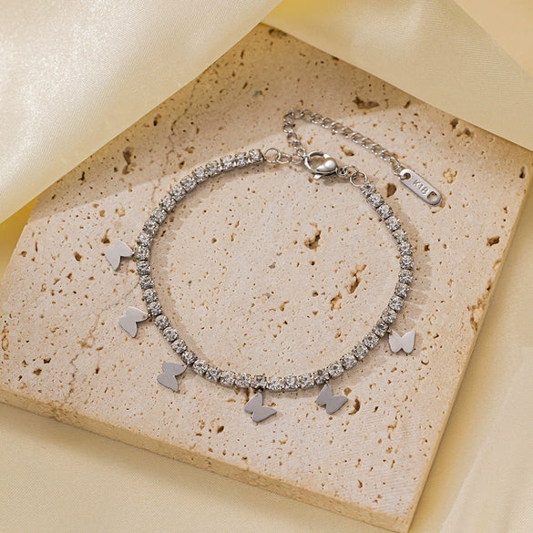 Wholesale Multi Layer Women's Retro Simple Fashion Metal Bracelet Set Titanium Steel Geometric Electroplated