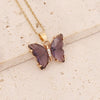Wholesale Multicolor Butterfly Stainless Steel And Copper Necklace With Electroplating Treatment