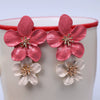 Wholesale Multicolor Double Flower Alloy Earrings With Baking Paint Design For Women Simple Sweet Fashion Trend