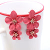 Wholesale Multicolor Double Flower Alloy Earrings With Baking Paint Design For Women Simple Sweet Fashion Trend