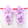 Wholesale Multicolor Double Flower Alloy Earrings With Baking Paint Design For Women Simple Sweet Fashion Trend