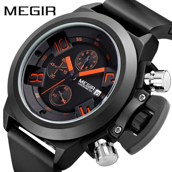 Wholesale Multifunctional Men's Alloy Case Silicone Strap Round Dial Quartz Watch Waterproof With Spiral Crown And Pin Buckle
