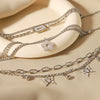 Wholesale Multilayer Chain Cuban Style Stainless Steel Bracelet With Butterfly Cross Pendant 18K Vacuum Plated For Women And Unisex
