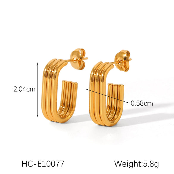 Wholesale Multilayer Linear Geometric Stainless Steel Earrings For Women With Electroplating
