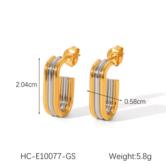 Wholesale Multilayer Linear Geometric Stainless Steel Earrings For Women With Electroplating