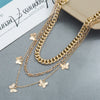 Wholesale Multilayer Metal Butterfly Rough Chain Clavicle Necklace For Women Alloy Electroplated