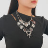 Wholesale Multilayer Metal Retro Heart Pendant Ladies Charm Necklace Alloy Electroplating