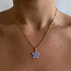 Wholesale Multilayer Minimalist Oil Drop Flower Pendant Necklace With Paper Clip Chain Titanium Steel 18K Gold Electroplated Unisex
