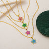 Wholesale Multilayer Minimalist Oil Drop Flower Pendant Necklace With Paper Clip Chain Titanium Steel 18K Gold Electroplated Unisex