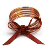 Wholesale Multilayer Silicone Gold Powder Ribbon Bracelet Suit With Bow And Geometric Pattern For Women