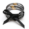 Wholesale Multilayer Silicone Gold Powder Ribbon Bracelet Suit With Bow And Geometric Pattern For Women