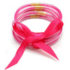Wholesale Multilayer Silicone Gold Powder Ribbon Bracelet Suit With Bow And Geometric Pattern For Women