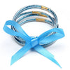 Wholesale Multilayer Silicone Gold Powder Ribbon Bracelet Suit With Bow And Geometric Pattern For Women