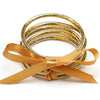 Wholesale Multilayer Silicone Gold Powder Ribbon Bracelet Suit With Bow And Geometric Pattern For Women