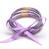 Wholesale Multilayer Silicone Gold Powder Ribbon Bracelet Suit With Bow And Geometric Pattern For Women
