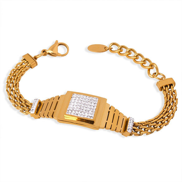 Wholesale Multilayer Square 316L Stainless Steel Gold Plated Geometric Bracelet Jewelry For Unisex